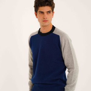 Jersey Cuello Redondo Lambswool - Azul & Gris