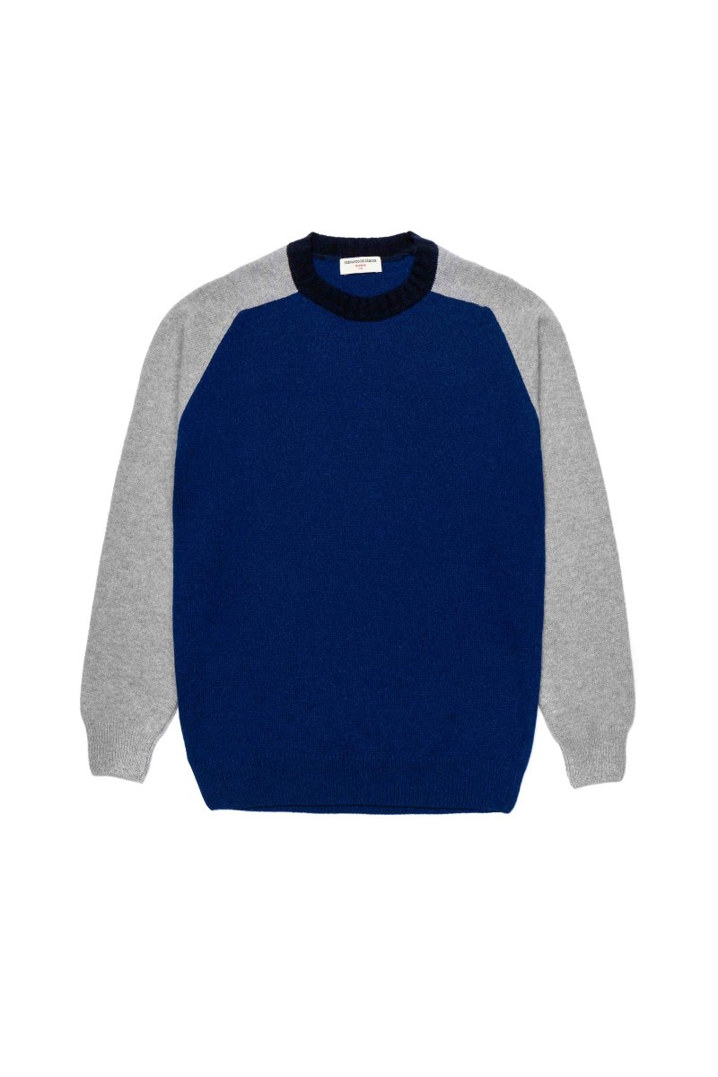 Jersey Cuello Redondo Lambswool - Azul & Gris - Imagen 5
