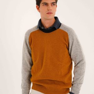 Jersey Cuello Redondo Lambswool - Camel & Gris