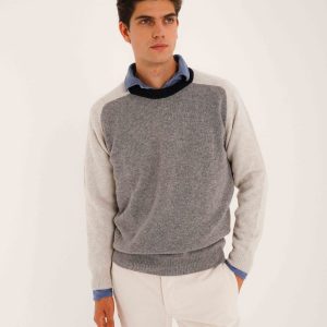 Jersey Cuello Redondo Lambswool - Gris & Hielo