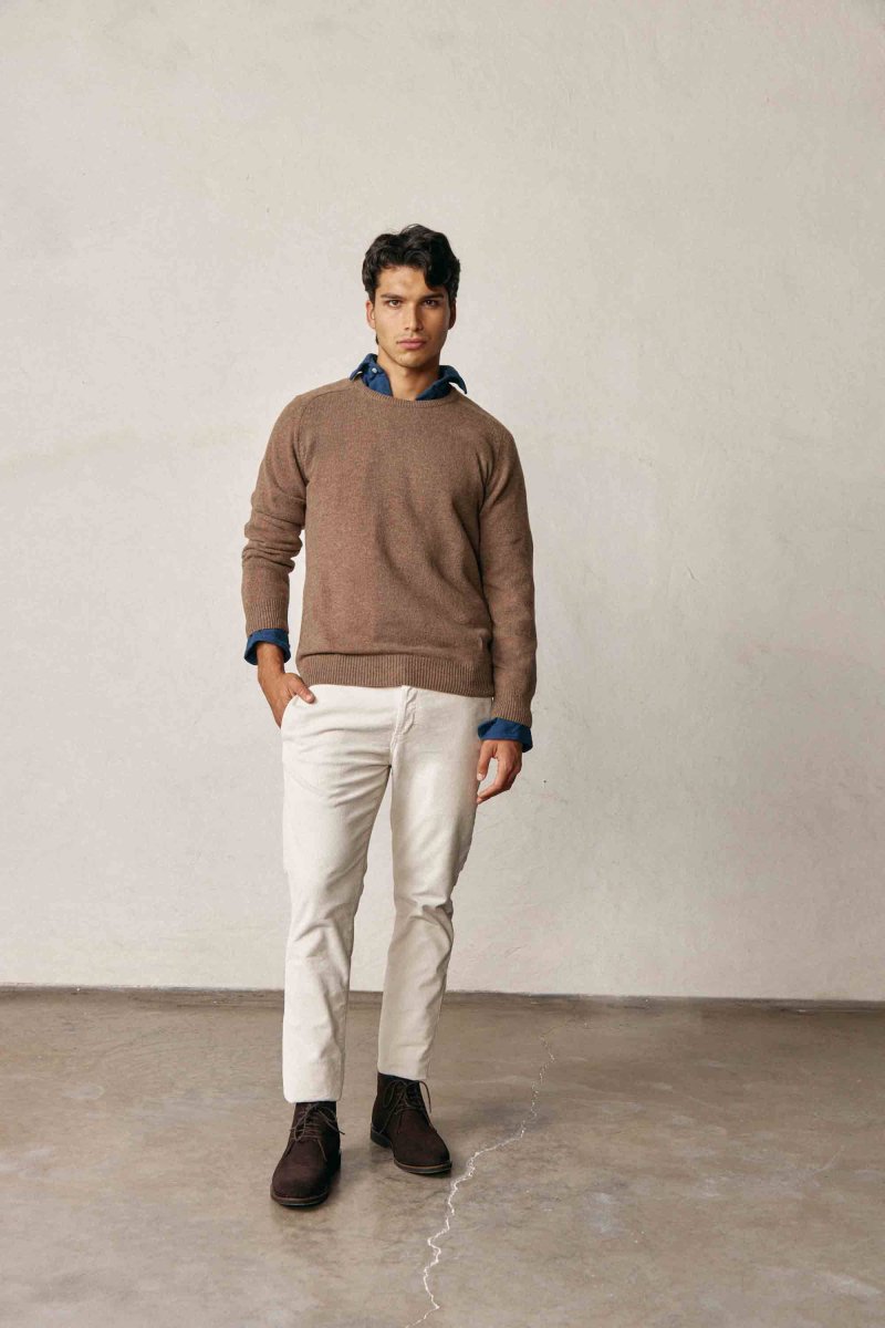 Jersey Cuello Redondo Lambswool - Tostado - Imagen 3