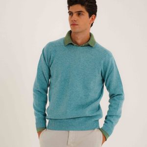 Jersey Cuello Redondo Lambswool - Turquesa