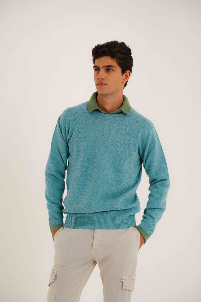 Jersey Cuello Redondo Lambswool - Turquesa