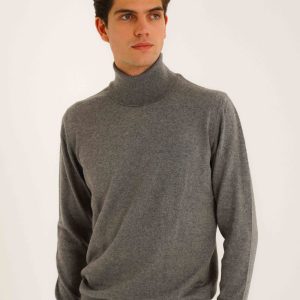 Jersey Cuello Vuelto Algodón / Cashmere - Gris