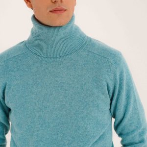 Jersey Cuello Vuelto Lambswool - Turquesa