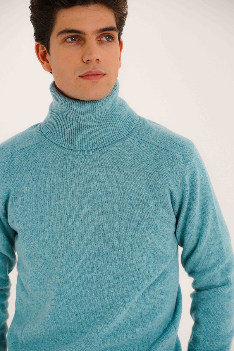 Jersey Cuello Vuelto Lambswool - Turquesa