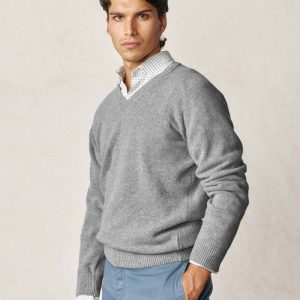 Jersey Cuello Pico Lambswool - Gris