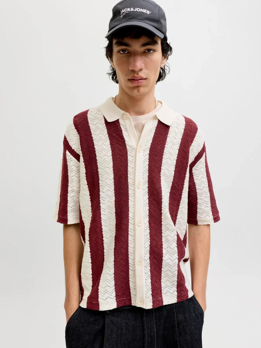 POLO LOOSE TEJIDO RAYAS TYLER - Sea Salt Stripes:Cabernet - Imagen 4