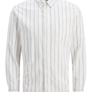 CAMISA SLIM MANGA LARGA OXFORD - Cloud Dancer Stripes:SLIM FIT