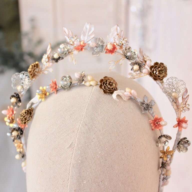 Diadema tiara de novia de flores - Imagen 6