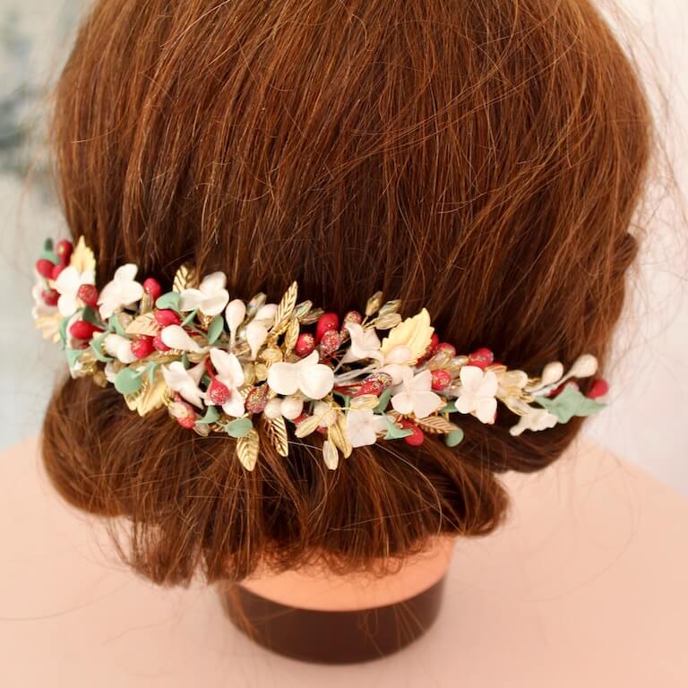 Tocado de novia de porcelana y latón - Imagen 3