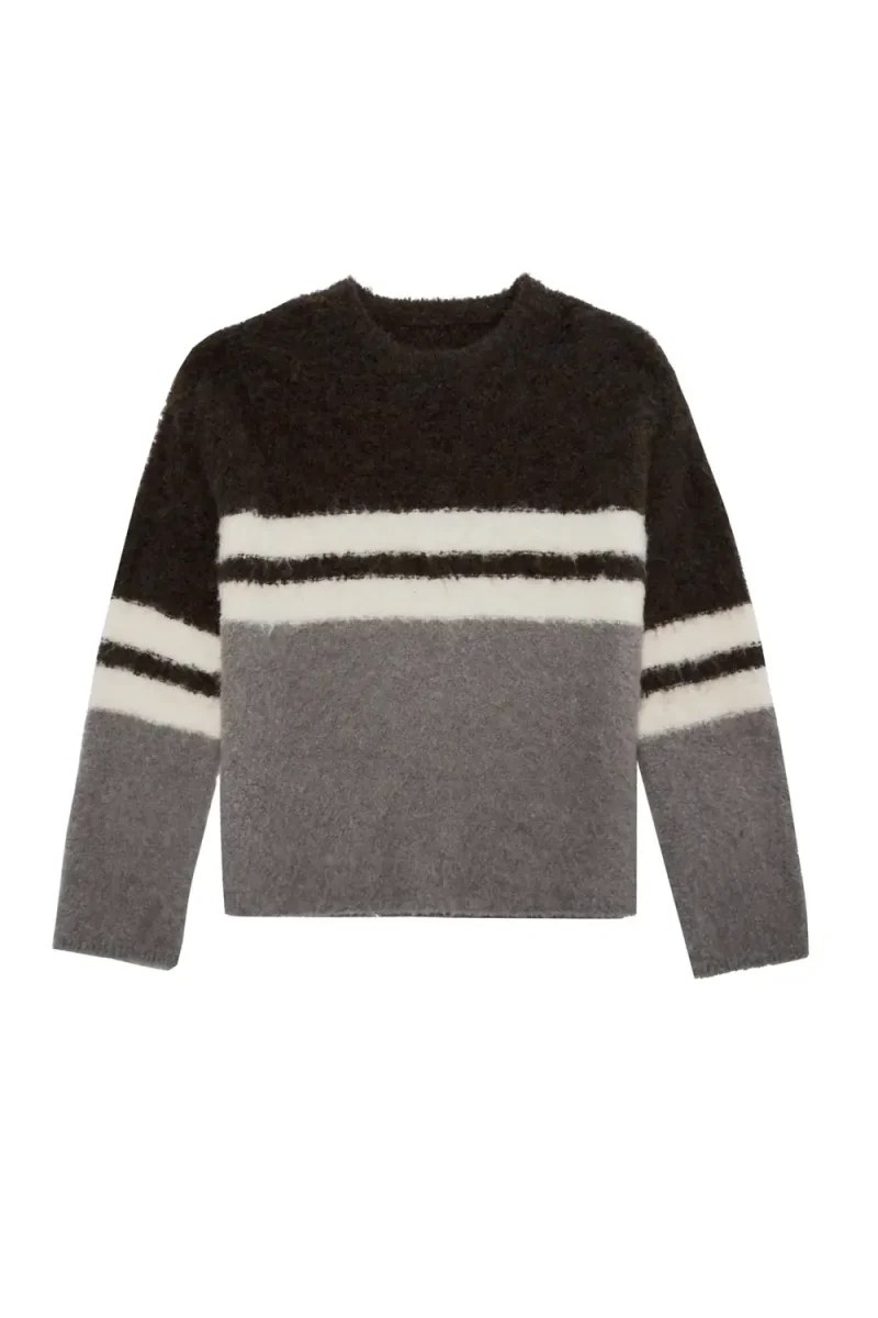 SWEATER CUELLO REDONDO RAYAS-Black - Imagen 5