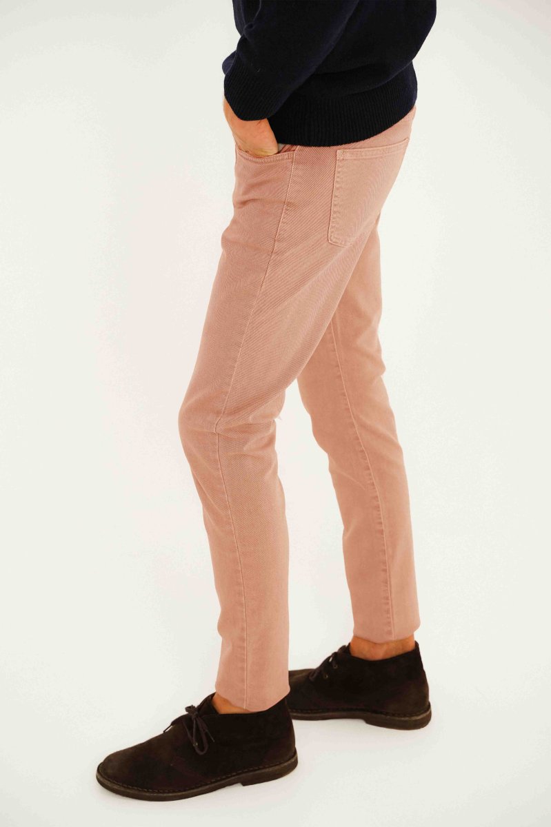 Pantalón Cinco Bolsillos Gabardina Perchada - Salmón