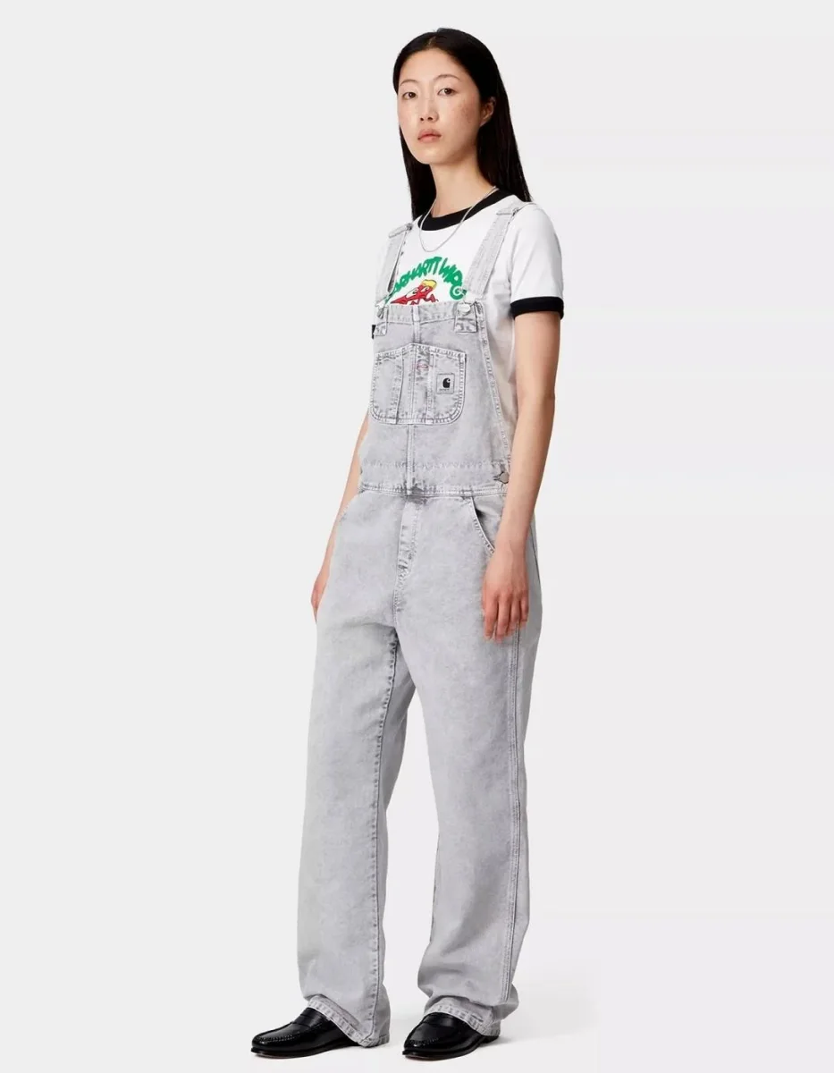 Pantalón CARHARTT WIP W' BIB OVERALL - Black Chalk Wash