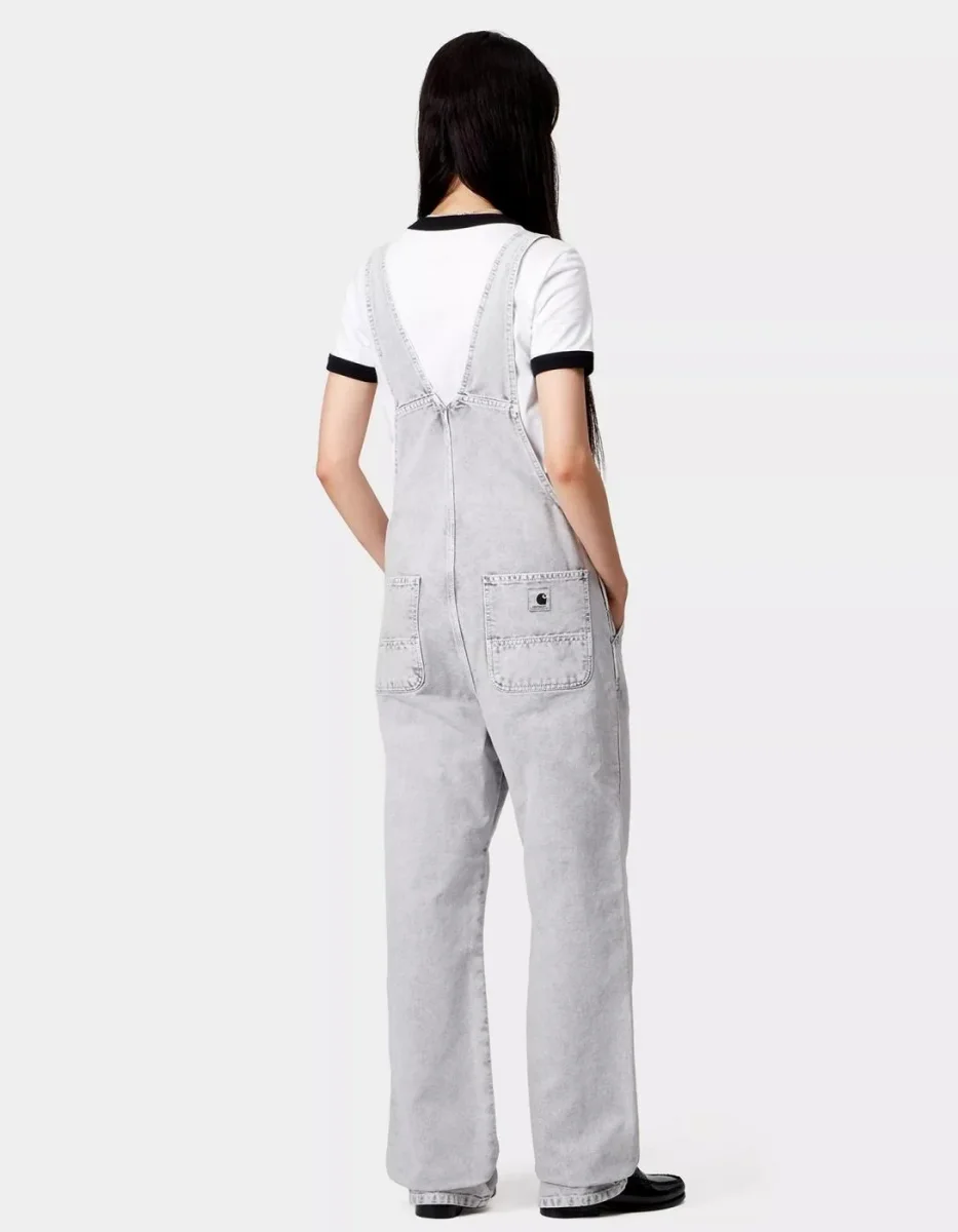 Pantalón CARHARTT WIP W' BIB OVERALL - Black Chalk Wash - Imagen 3