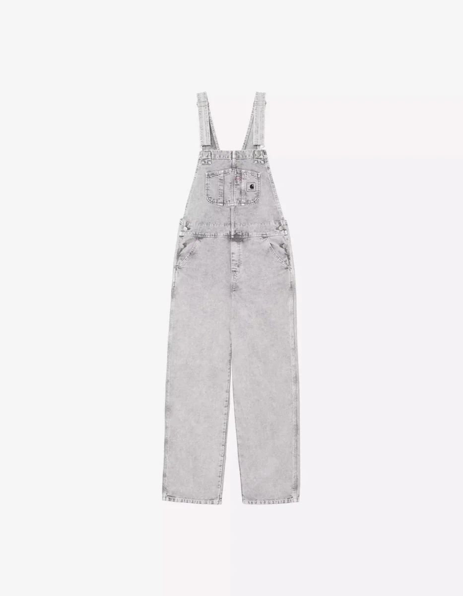 Pantalón CARHARTT WIP W' BIB OVERALL - Black Chalk Wash - Imagen 4
