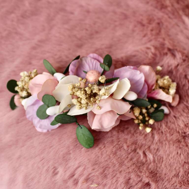 Peineta de flores rosa - Imagen 3