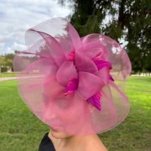 Tocado bugamvilla con plumas