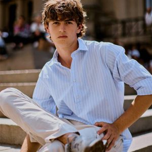 Polera de Algodón - Rayas Azul y Blanco