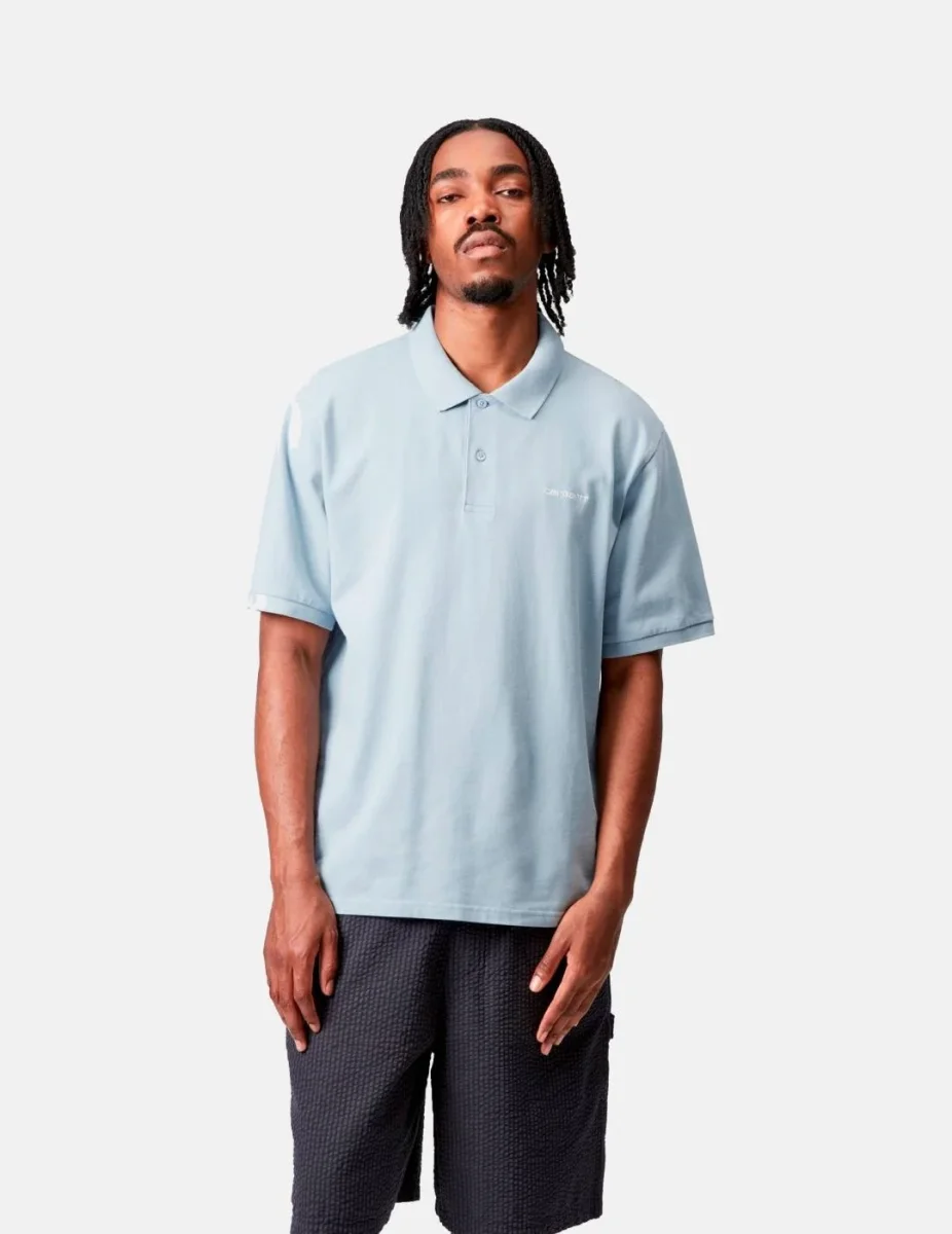 Polo CARHARTT WIP SCRIPT - Blue Fog / White - Imagen 2