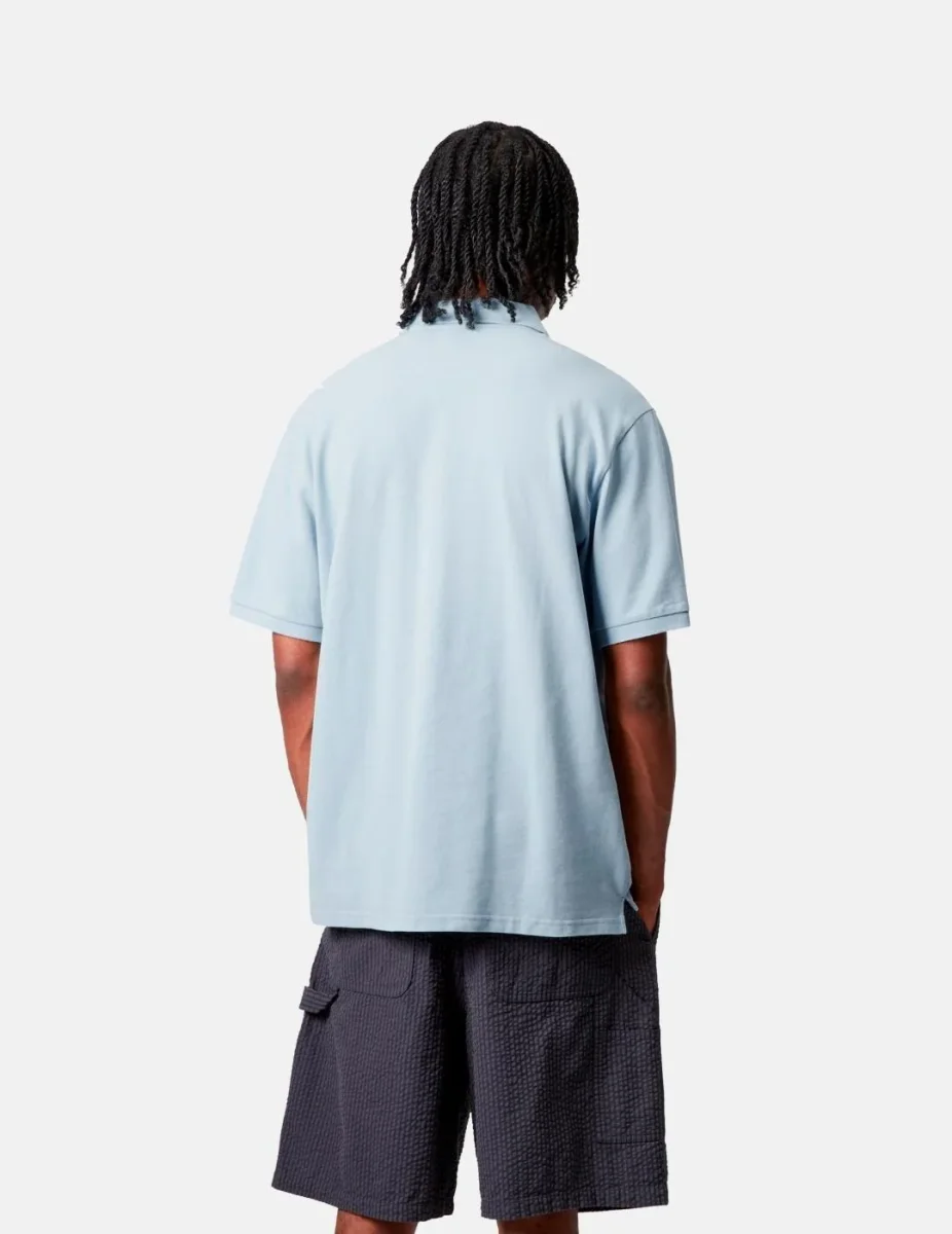 Polo CARHARTT WIP SCRIPT - Blue Fog / White - Imagen 3