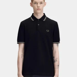 Polo FRED PERRY M3600 - Black/Ecru/Laurel Wreath Green
