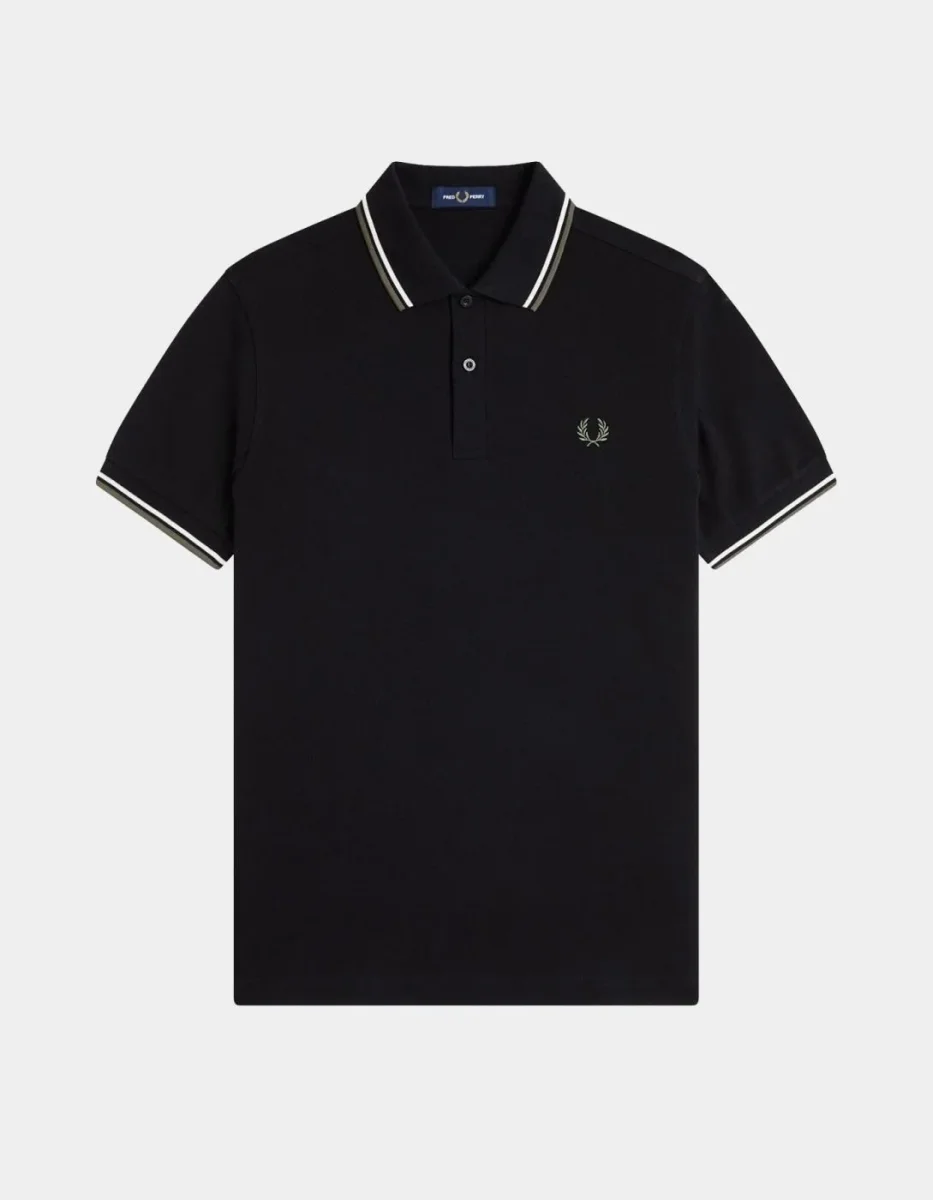 Polo FRED PERRY M3600 - Black/Ecru/Laurel Wreath Green - Imagen 5