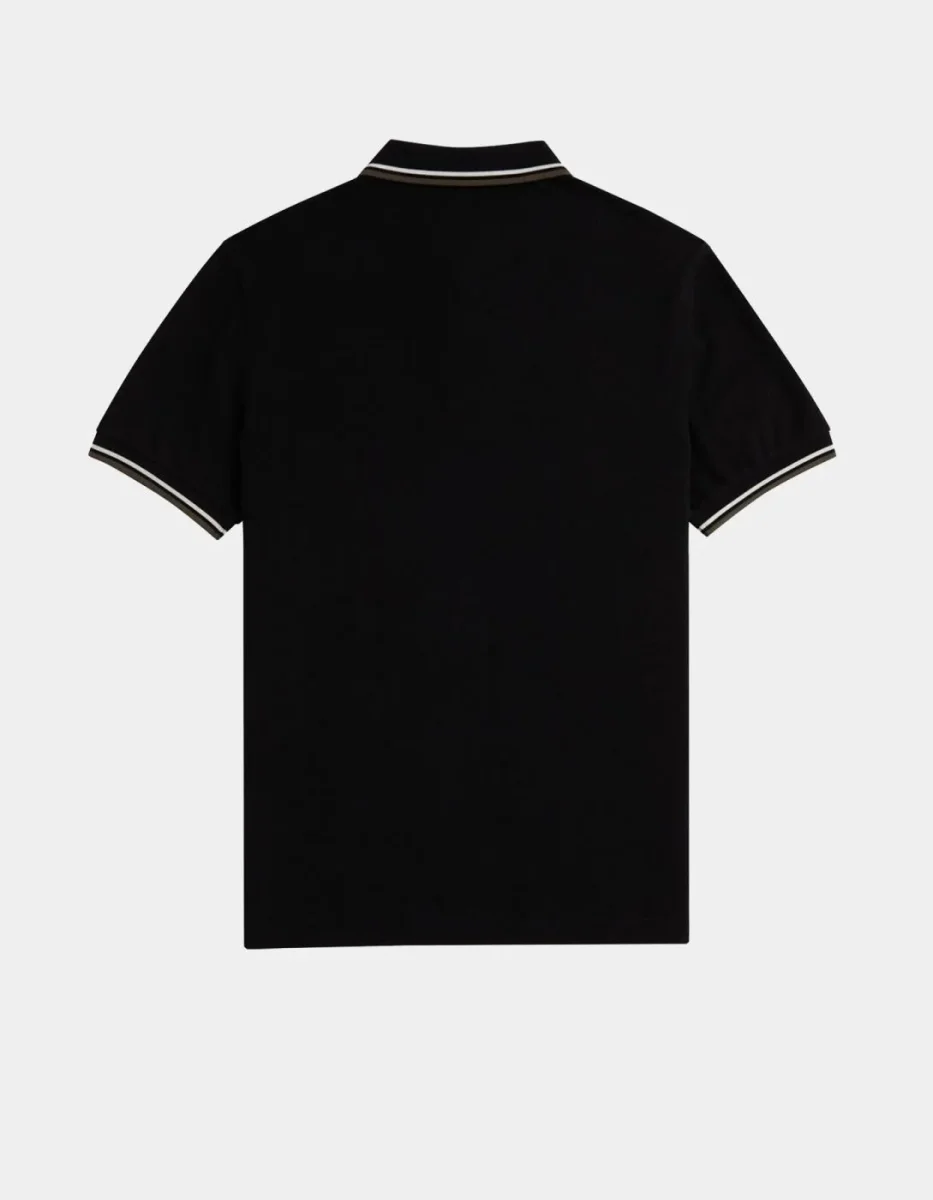Polo FRED PERRY M3600 - Black/Ecru/Laurel Wreath Green - Imagen 6