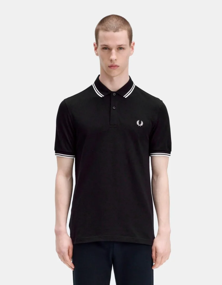 Polo FRED PERRY M3600 - Black/White/White - Imagen 2
