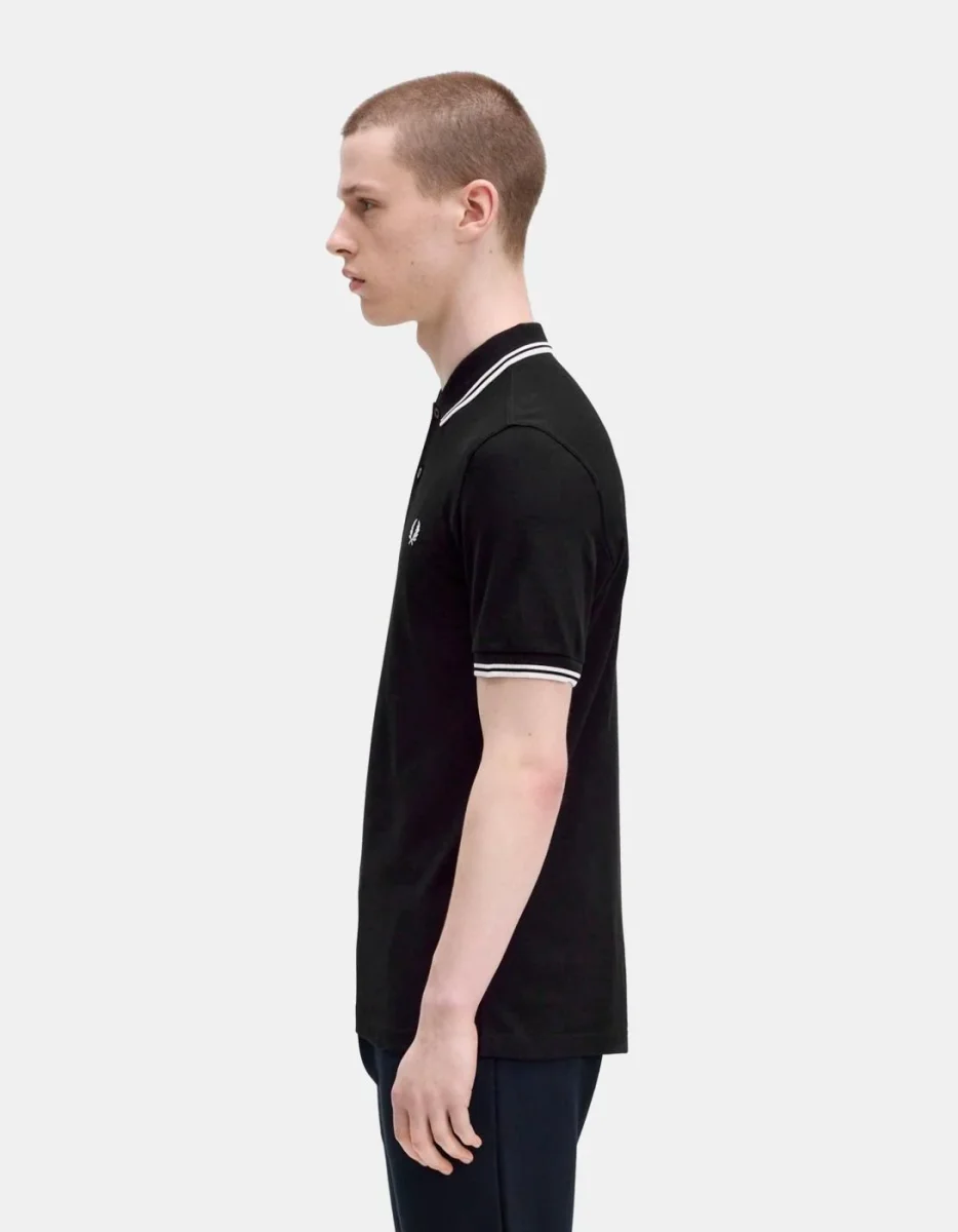 Polo FRED PERRY M3600 - Black/White/White - Imagen 8