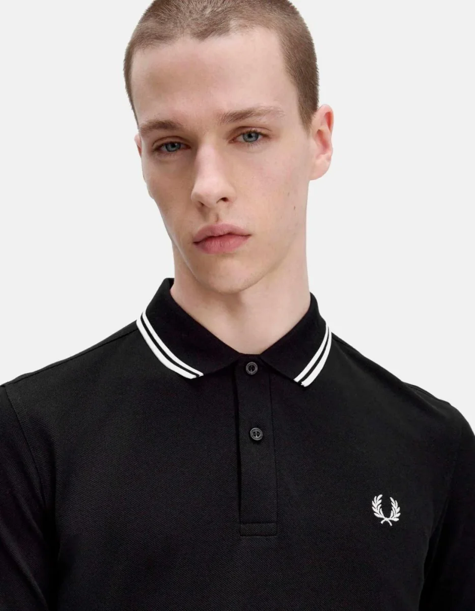 Polo FRED PERRY M3600 - Black/White/White - Imagen 3
