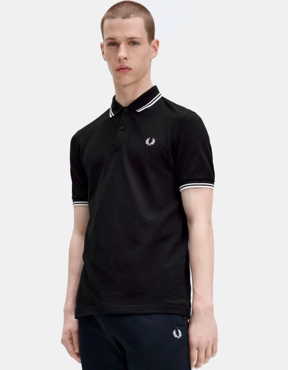Polo FRED PERRY M3600 - Black/White/White - Imagen 4
