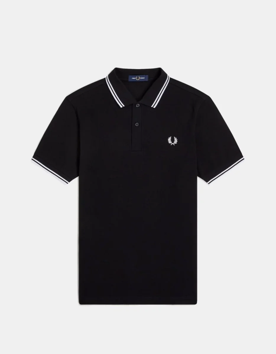Polo FRED PERRY M3600 - Black/White/White - Imagen 6