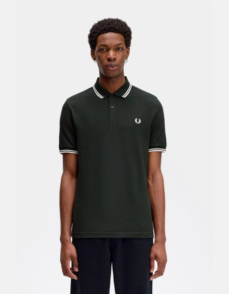Polo FRED PERRY M3600 - Night Green/Snow White/Snow White - Imagen 2