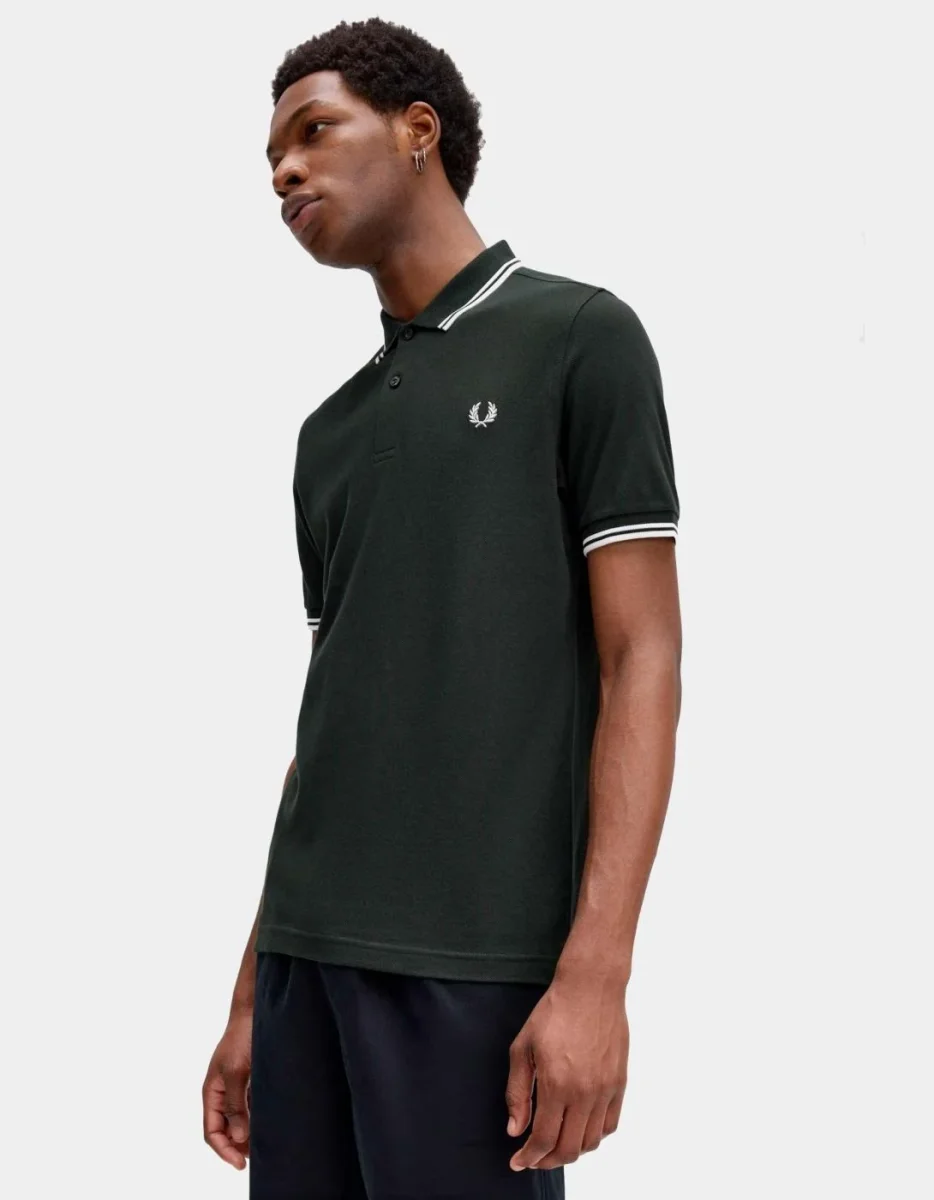 Polo FRED PERRY M3600 - Night Green/Snow White/Snow White - Imagen 4