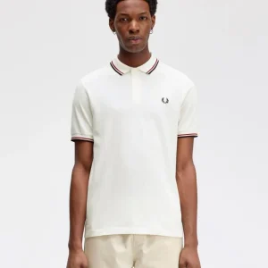 Polo FRED PERRY M3600 - Snow White/Burnt Red/Navy