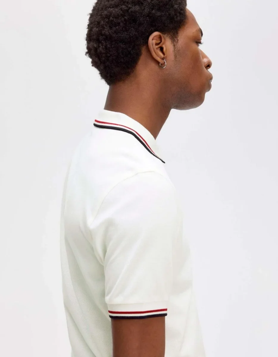 Polo FRED PERRY M3600 - Snow White/Burnt Red/Navy - Imagen 6