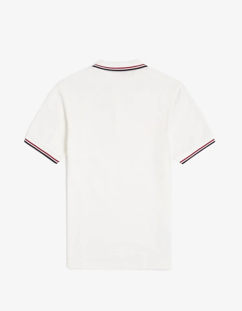 Polo FRED PERRY M3600 - Snow White/Burnt Red/Navy - Imagen 7