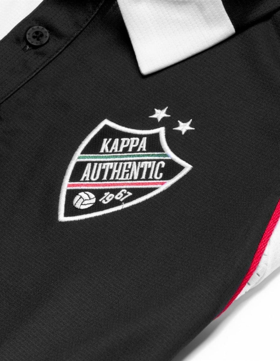 Polo KAPPA AUTHENTIC SOLIN - White/Black/Red Md Coral - Imagen 4