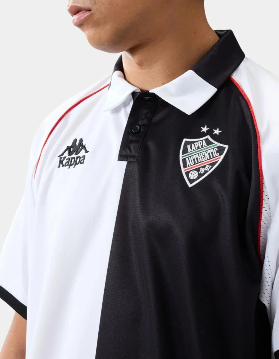Polo KAPPA AUTHENTIC SOLIN - White/Black/Red Md Coral - Imagen 5
