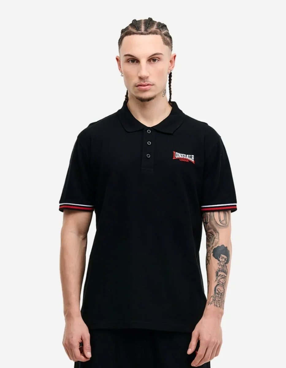 Polo LONSDALE CHILLINGHAM - Black/White/Red - Imagen 2