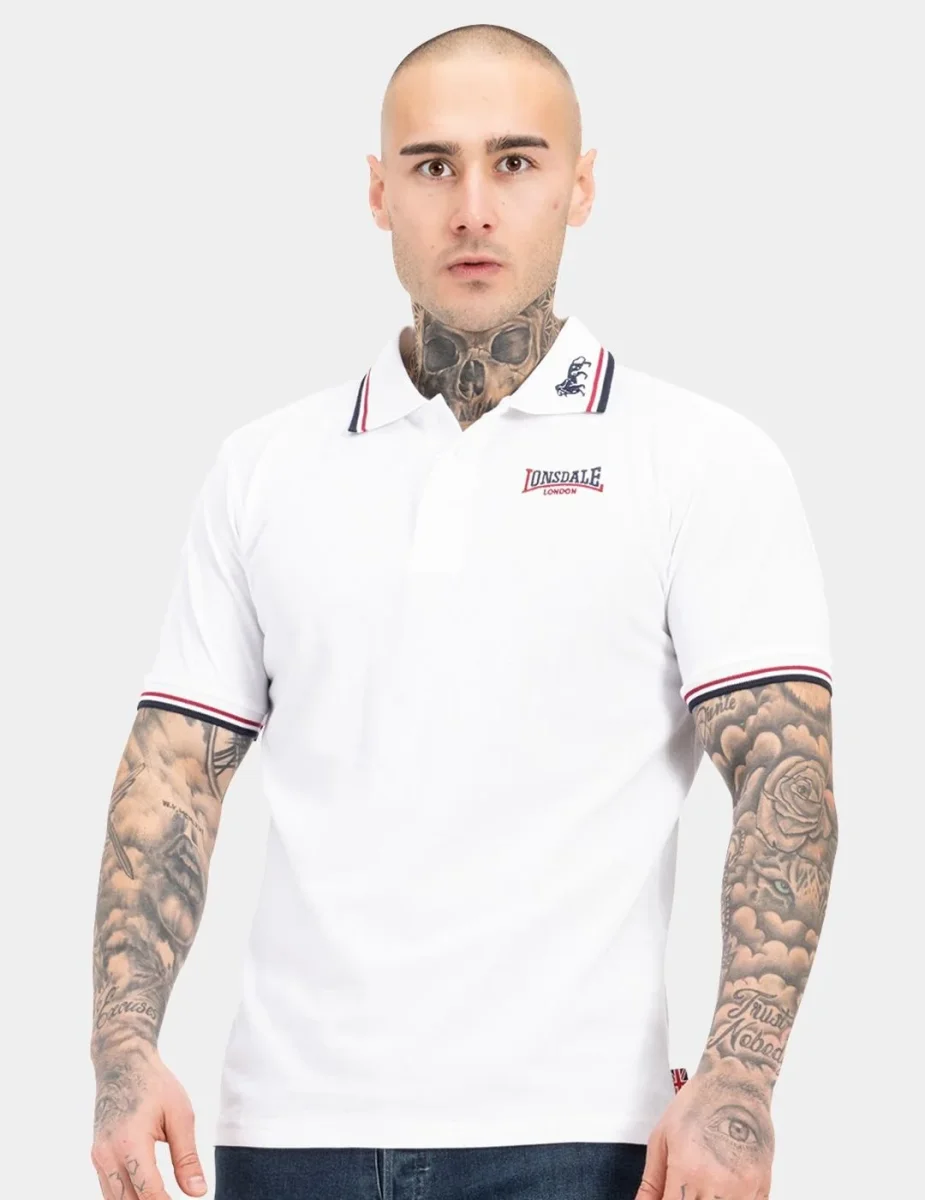 Polo Lonsdale LION - White/Dark Red/Navy - Imagen 2