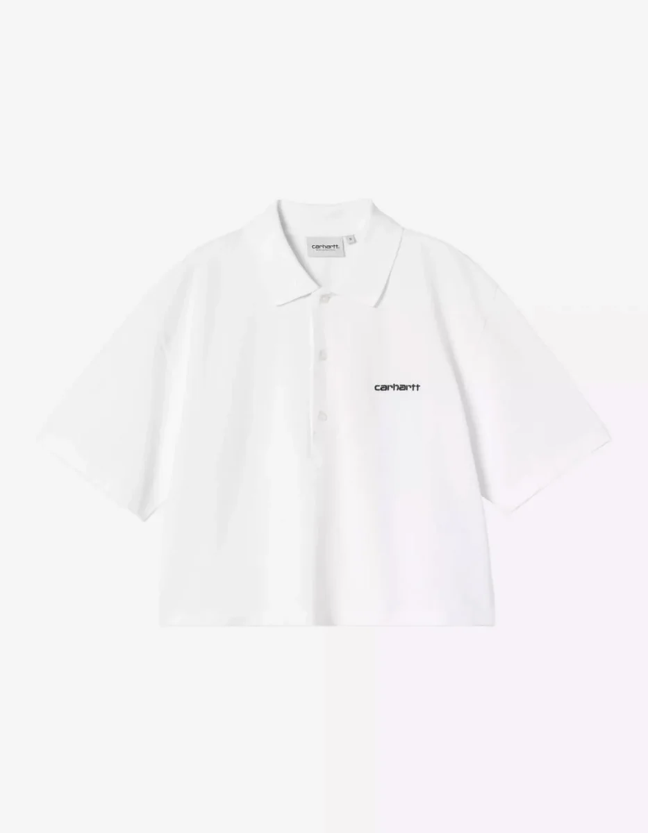 Polo W' CARHARTT WIP SCRIPT- White / Black - Imagen 2