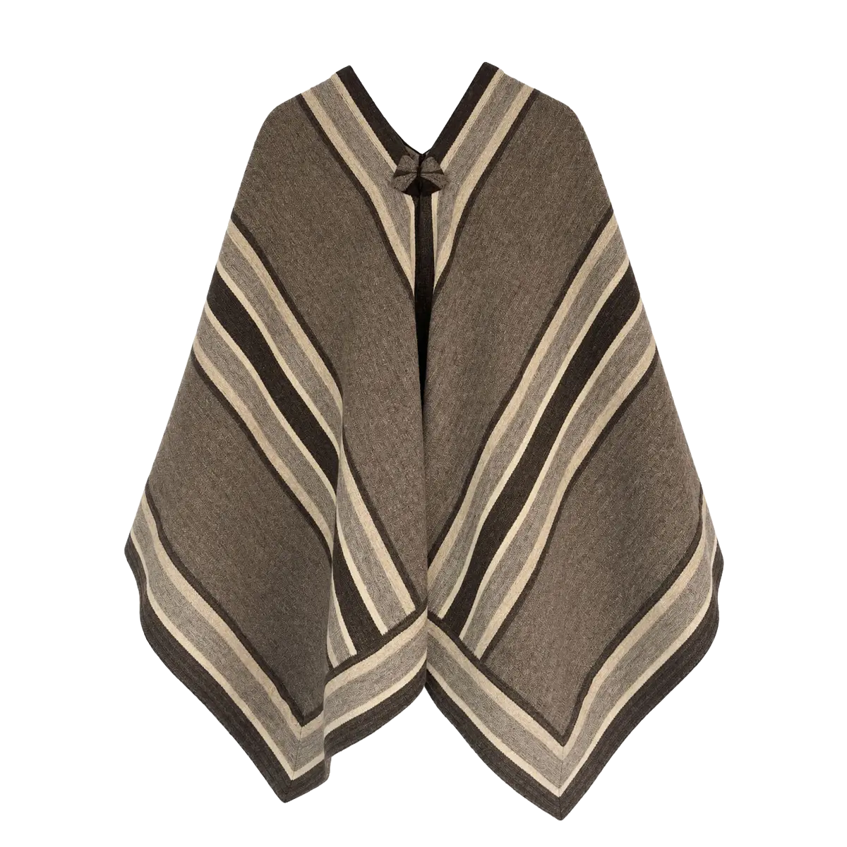 Poncho Fino de Lana de Oveja Gris con Líneas Tradicionales