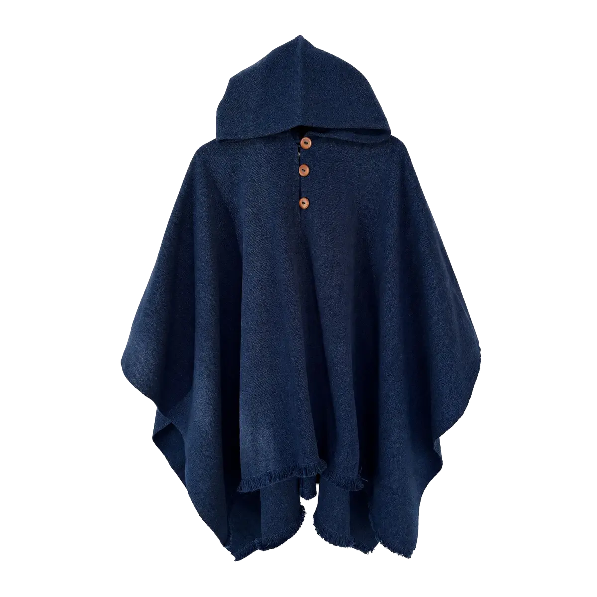 Poncho de Lana Azul Marino con Capucha - Imagen 2