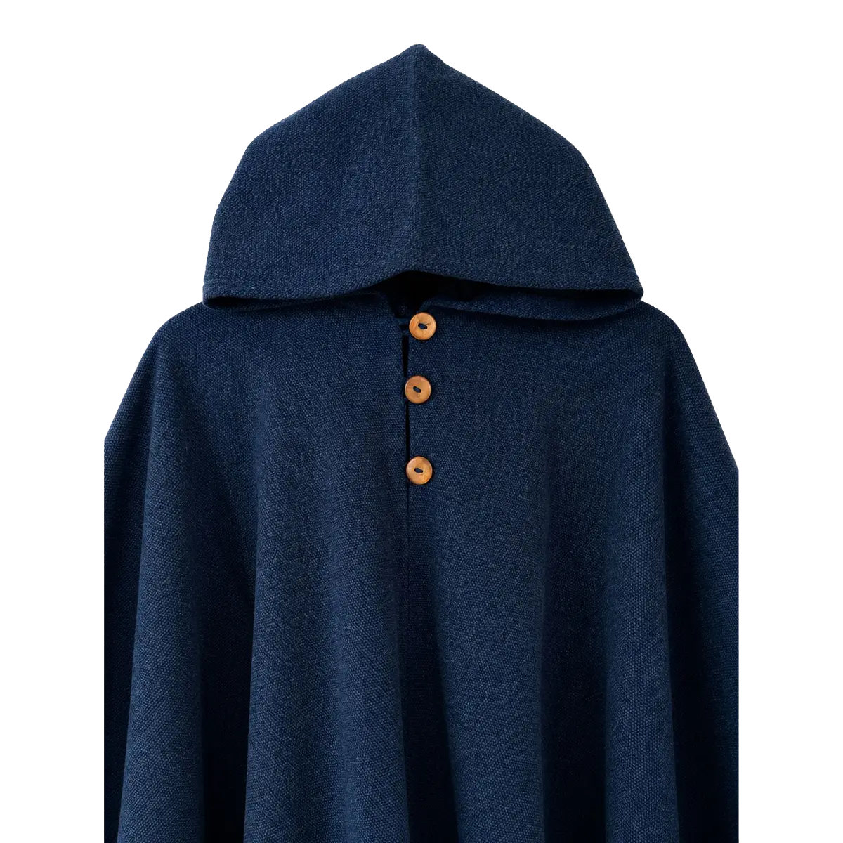 Poncho de Lana Azul Marino con Capucha - Imagen 3