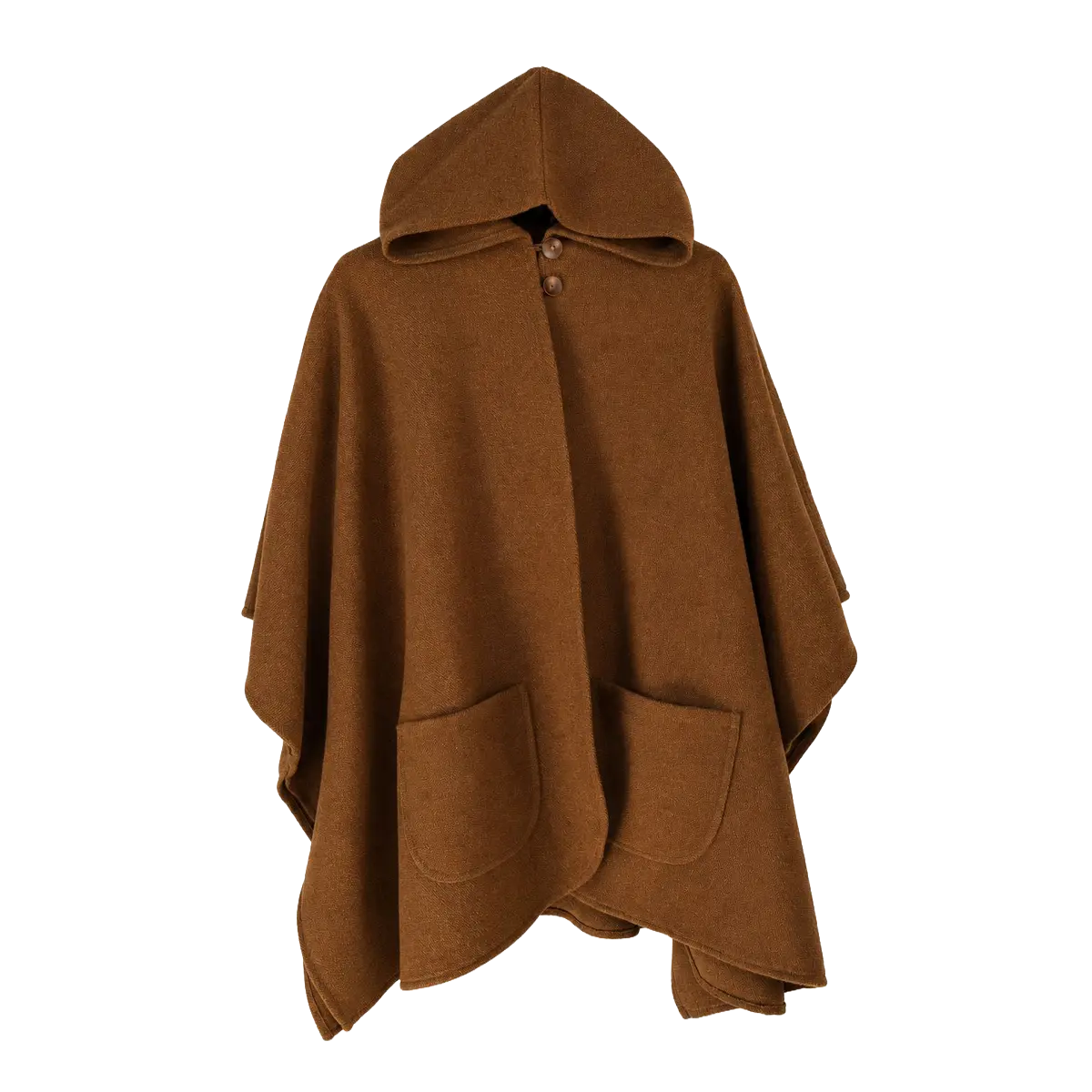 Poncho de Lana con Capucha Color Canela