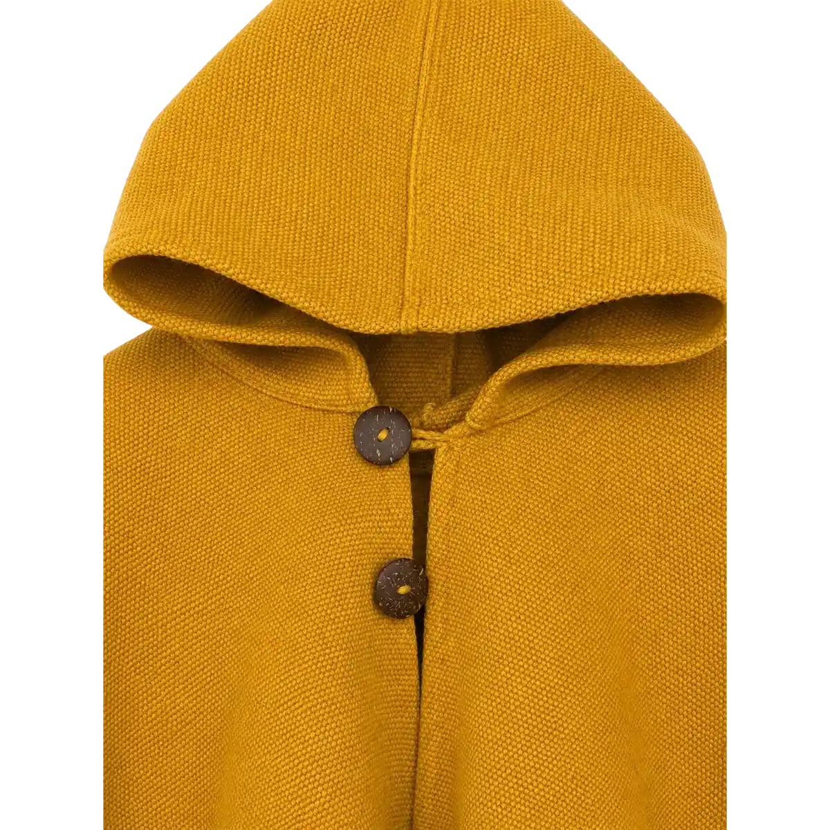 Poncho de Lana Mostaza con Capucha y Botones de Madera - Imagen 3