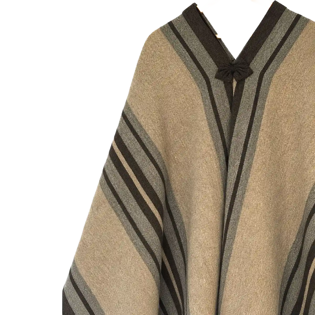 Poncho de Lana de Oveja Beige con Guíncha Tradicional - Imagen 3