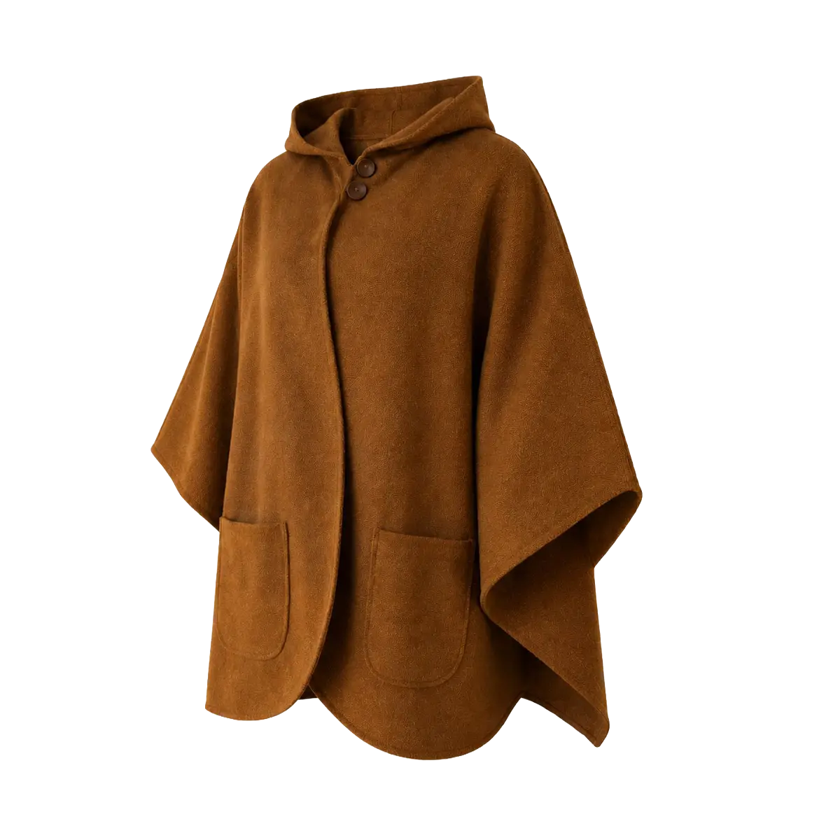 Poncho de Lana con Capucha Color Canela - Imagen 4
